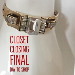 Vintage Rhinestone Art Deco Hinged Bracelet